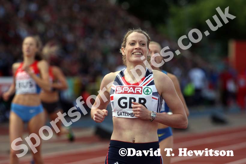 Eilidh Child (GB) wins the 400 metres hurdles at the European Athletics Team Championships.